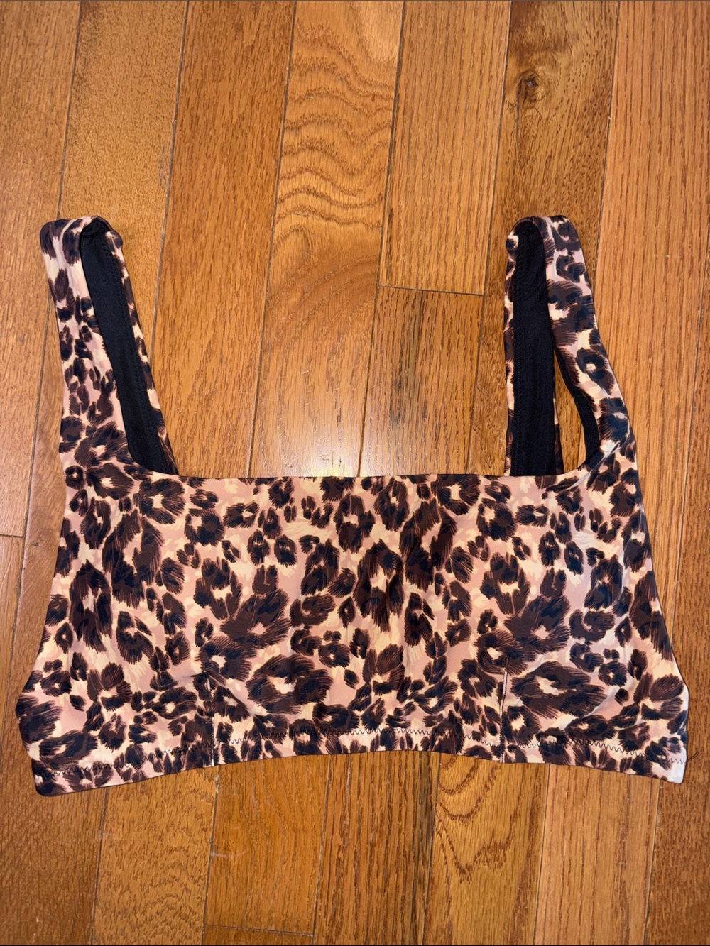 NWT Aerie Leopard Print Bikini Top - Black and Brown Scoop Size Large